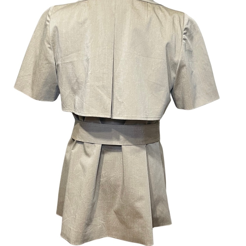 Nine West Tan Trench Coat Lightweight Suit Jacket, Short Sleeve, Size 8 - Picture 11 of 13